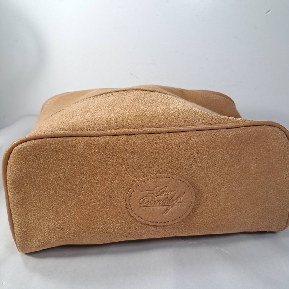 Vintage Zino Davidoff Men's travel bag dopp kit toiletry Zip‎ Up Brown tan Suede